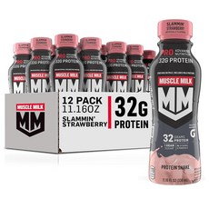 머슬밀크 프로틴쉐이크 330ml 12개입 1팩 스트로베리 Muscle Milk Pro Advanced Nutrition Protein Shake Slammin' Strawberr, 1개