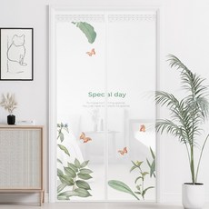 코팅블루 찍찍이 간편설치 튼튼한 방문 현관 일체형 자석 모기장세트, 그린브리즈