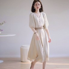 [위드기프트] 뮬랑 베이지 원피스 벨트세트