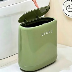 VINEGRAY 원터치 휴지통 냄새차단 밀폐 쓰레기통 슬림 화장실, 그린Green 그린Green
