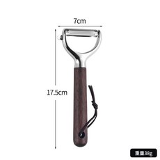 不鏽鋼木柄多功能削皮器 水果 土豆 刨絲切絲家用, 平口 橡木銀色, 1個