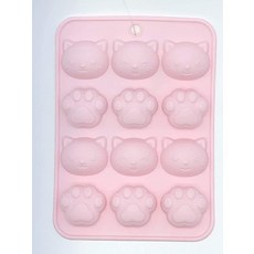 실리콘 초콜릿 몰드 고양이와 고양이 밑창 (핑크)