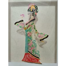 手工皮影 蘭花美女 手工雕刻上色 45cm 收藏擺飾, 如圖所示, 1個