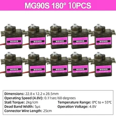 메탈 기어 아날로그 RC 마이크로 서보 업그레이드 버전 MG90 비행기 보트 카 Trex 450 180 360 2 PCs, 08 10PCS-180