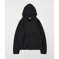 토피 TOFFEE 스트라이프 플리스 후드 집업 (CHARCOAL/BLACK)