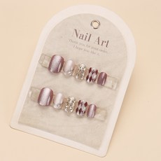 貓眼穿戴甲高級感閃鑽漸變新年美甲甲片小紅書爆款穿戴式指甲片, 1個, BY1836:手工甲XS碼#10片/袋