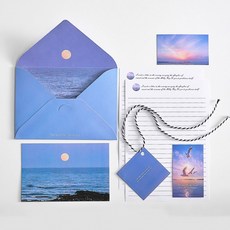 두꺼운 감성 편지지 엽서 세트 4color LM-1006677, 네이비-ONE, 네이비_ONE, 상세페이지 참조