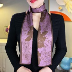 紫咖花朵 雙面長巾絲巾
