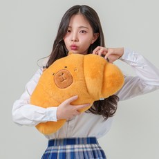 말랑마쥬 귀여움주의 애착인형 동물 캐릭터 카피바라 베어 선물 쿠션 바디필로우, 크루아상바라
