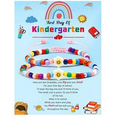CXLDTE First Day of Kindergarten School Stuff 엄마와 딸이 주는 딸을 위한 학교 선물 매칭 불안 분리 주얼리 꽃 팔찌 세트