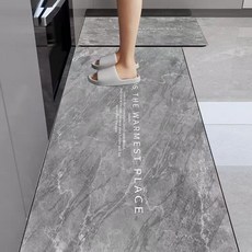 矽藻土吸水軟地墊 - 北歐風防滑, 高級灰857,40*120cm