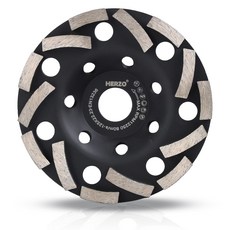 HERZO 5인치 다이아몬드컵 평컵 연마석 그라인더날 대리석 석재 콘크리트 연마 연삭 면갈이 평탄작업, 1개