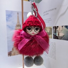 툴이모니 부드러운 아기인형 자동차 열쇠고리 가방장식, 레드, 1개