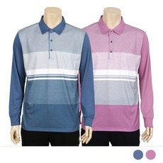 여성 긴팔 스트라이프 카라 티셔츠