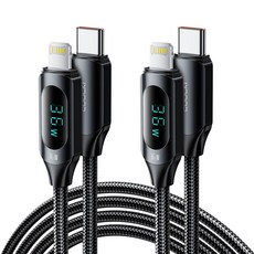 Toocki 아이폰 디스풀레이 C타입 라이트닝 8핀 고속 충전케이플, 2개, 블랙, 2m 2개, 블랙, 2m
