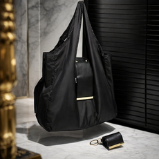 위핏마켓 대용량 휴대용 접이식 키링 장바구니, 블랙, 1개