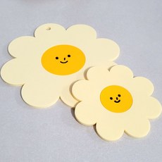 실리콘 스마일 노랑 꽃 냄비받침 컵받침 티코스터 티코스트, 2개, 컵받침(10cm)