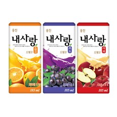 마셔몰 내사랑 드링크팩음료 185ml 사과(24팩)+포도(24팩)+오렌지(24팩) (총72팩), 72개