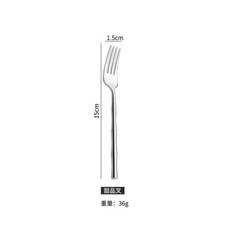 304不鏽鋼竹節手柄刀叉勺筷子, 1個, 甜品叉不鏽鋼竹節304