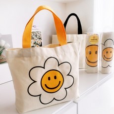 스마일데이지에코백, 1개, 검정스마일