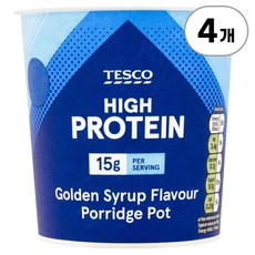테스코 하이 프로틴 골든 시럽 플레이버 포리지 팟 Tesco High Protein Golden Syrup Flavour Porridge Pot 70g, 4개