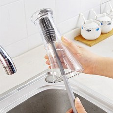 실리콘 병솔 물병 텀블러 유리병 세척솔 빨대 솔, 핑크, 1개