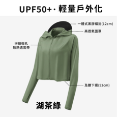 UPF50 輕量戶外化運動防曬衣，一體式黑膠帽沿，高透氣面罩，霧海灰