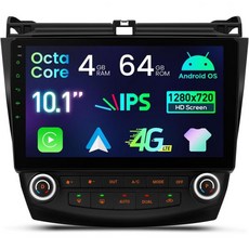 혼다 어코드용 XTrons Android 14 카 스테레오 2003년 7일 2004년 2005년 2006년 2007년 10.1인치 터치스크린 헤드 유닛 GPS 내비게이션 블루투, 4+64GB