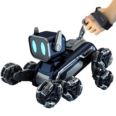 HAANS 8륜 스턴트 강아지 RC 로봇 장난감, 1개, 블랙앤블루 - 리모컨 + 핸드