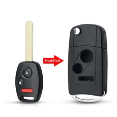 KEYYOU 혼다 어코드 Civic CRV 파일럿 맞춤 교체 Fob 케이스 2/3/7 버튼 용 원격 플립 접이식 자동차 키 쉘, 07 3 Buttons No Pad