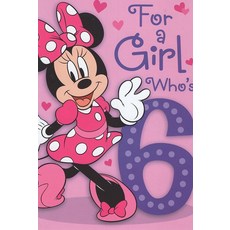 미니 마우스 여아용 해피 6번째 여섯 번째 생일 카드 (만 6세) - 좋아하는 하루와 좋아하는 재미를 위한 소원 - 6살이고 모두가 좋아하는 특별한 소녀를 위한 것입니다!, 해외 Heartline 미니 마우스 여아용 해피 6번째