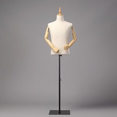 服裝模特道具男半身包佈人臺假人模特櫥窗展示陳列架人體模特架 服飾模特兒 假人模特兒 擺攤人檯模特兒 人形模特兒, 米白色麻布木塑料手方板