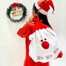 聖誕禮物袋 聖誕老人 束口袋, 1個, CUTE老人禮物袋