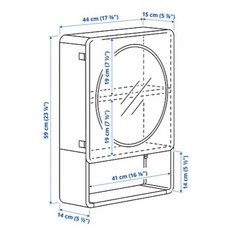 IVÖSJÖN 單門鏡櫃 圓鏡浴室收納櫃, 1個, 單門鏡櫃44x15x59公分 選嘉里物流