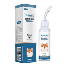 XIERYE寵物洗耳液 溫和清潔耳垢 犬貓適用 預防耳道問題 植物萃取 120ml, 1個