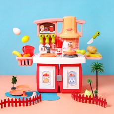 貝恩施過家家兒童DIY小廚房玩具1-3-5歲寶寶廚房餐具煮飯套裝益智, 1個, 粉紅