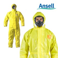 안셀 보호복 3000 내산복 내화학복 공업 산업 정화 청소 전신 다회용 보호복, M, 1개