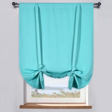 크림 베이지 룸 다크닝 타이업 발란스 커튼 장식 풍선 그늘 모서리 창문 드레이프 42인치 x 45인치 L1 패널, Turquoise, 42" x 63"