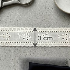 모니크 면 레이스 면레이스 면자수레이스 폭3cm 360cm 내추럴 자수 레이스리본 레이스리본끈 토션레이스 레이스테이프 흰색 테이프 원단 리본레이스 자수레이스 리본레이스 레이스원단, 1개, 내추럴 180cm