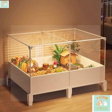 本町萌寵 蘆丁鷄寵物飼養箱幼鷄盧丁鷄鵪鶉室內家用專用觀賞造景小屋鷄籠子, 1個, 72*37*37三麵透,蘆丁鷄全景可視鷄籠裸籠+底托