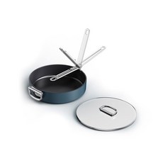 조셉 스페이스 5 4qt 논스틱 소스 팬 뚜껑 및 접이식 손잡이 세라믹 코팅 인덕션 오븐 안전, 3 8qt, Saute Pan