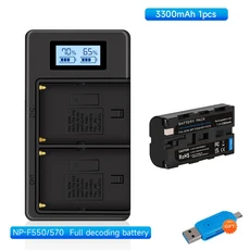 PALO 3300mAh NP-F550 NP 카메라 배터리 + LCD 소니 용 듀얼 USB 충전기 YONGNUO 조명, 05 1battery and charger, 01 CHINA