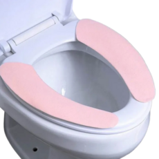 사계절 휴대용 탈부착 변기시트 커버 빨아쓰는 극세사 변기커버, 핑크, 5세트