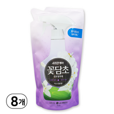 샤프란 [살균 99.9%] 샤프란케어 꽃담초 섬유탈취제 자스민꽃향 섬유 탈취제 리필, 8개, 320ml