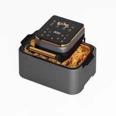 12L 可視觸屏空氣炸鍋 智能多功能家用電炸鍋, 灰色:英規220V