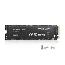 Vansuny 1TB SATA III SSD 내부 솔리드 스테이트 드라이브 2.5인치 내부 드라이브 고급 3D 낸드 플래시 최대 500MB/s SSD 하드 드라이브 PC 노트북, 512GB, NVMe M.2 PCIe 3.0