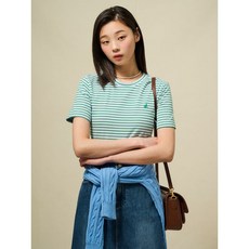 매장정품 빈폴 BEANPOLE LADIES 스트라이프 반소매 티셔츠 - 스카이블루 250538