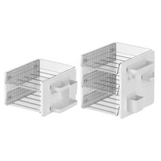 透明桌面收納架 文件書籍雜物整理架 側邊掛件收納 DIY組裝, 白色, 2層