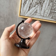 투명 크리스탈 지구본 소형 방꾸미기 인테리어 소품, 블랙 크리스탈