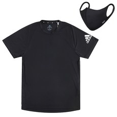 adidas 愛迪達 FRL Logo男款運動短袖T恤+運動口罩